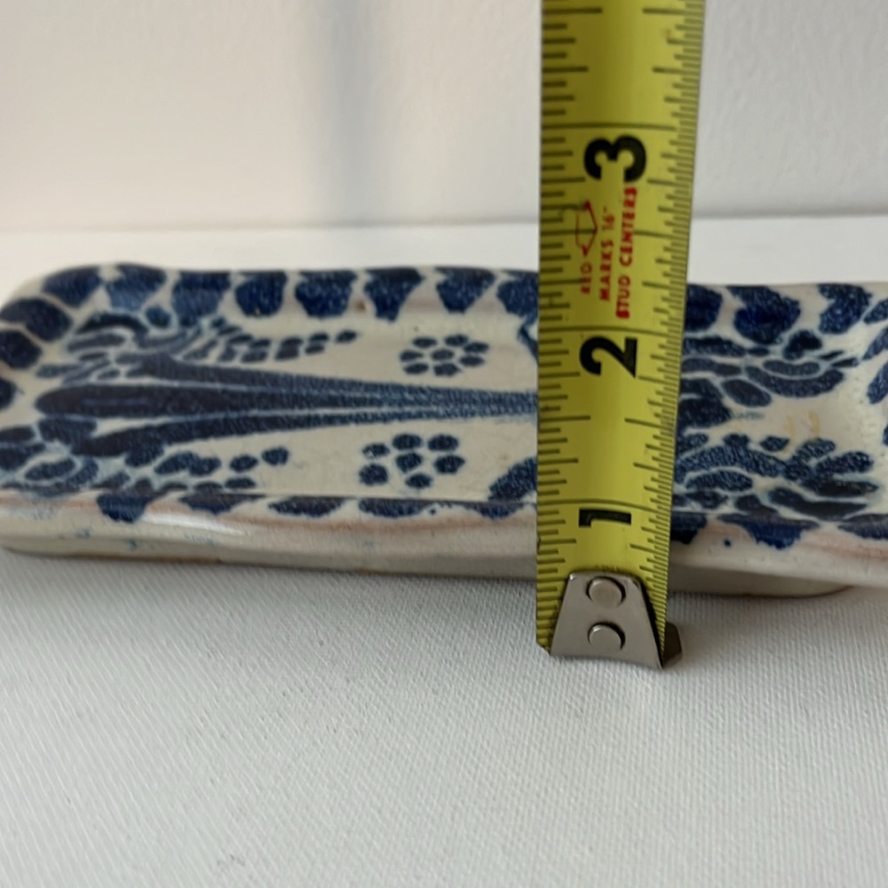 Blue White Mexican Pottery Tray Trinket Dish Handmade Stoneware - Picture 6 of 7